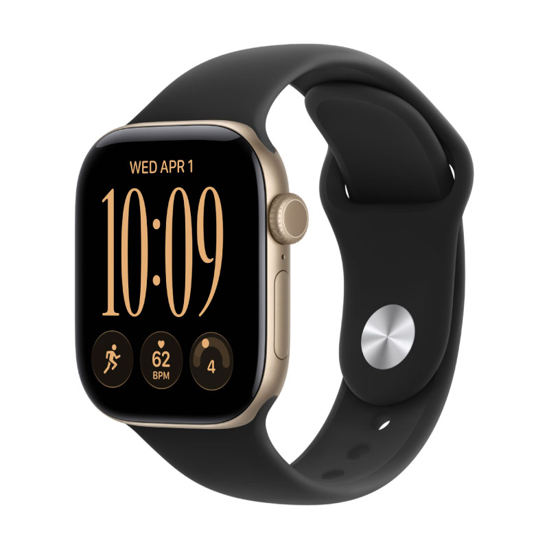 Apple Watch Series 12, 42 mm, Light Gold Aluminum Black Sport Band M/L